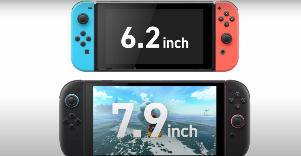 Tamanho do Nintendo Switch 2 em relação ao Switch 1