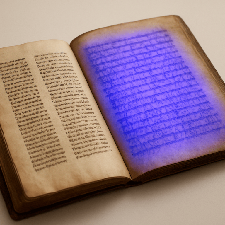 imagem de uma biblia com luz UV